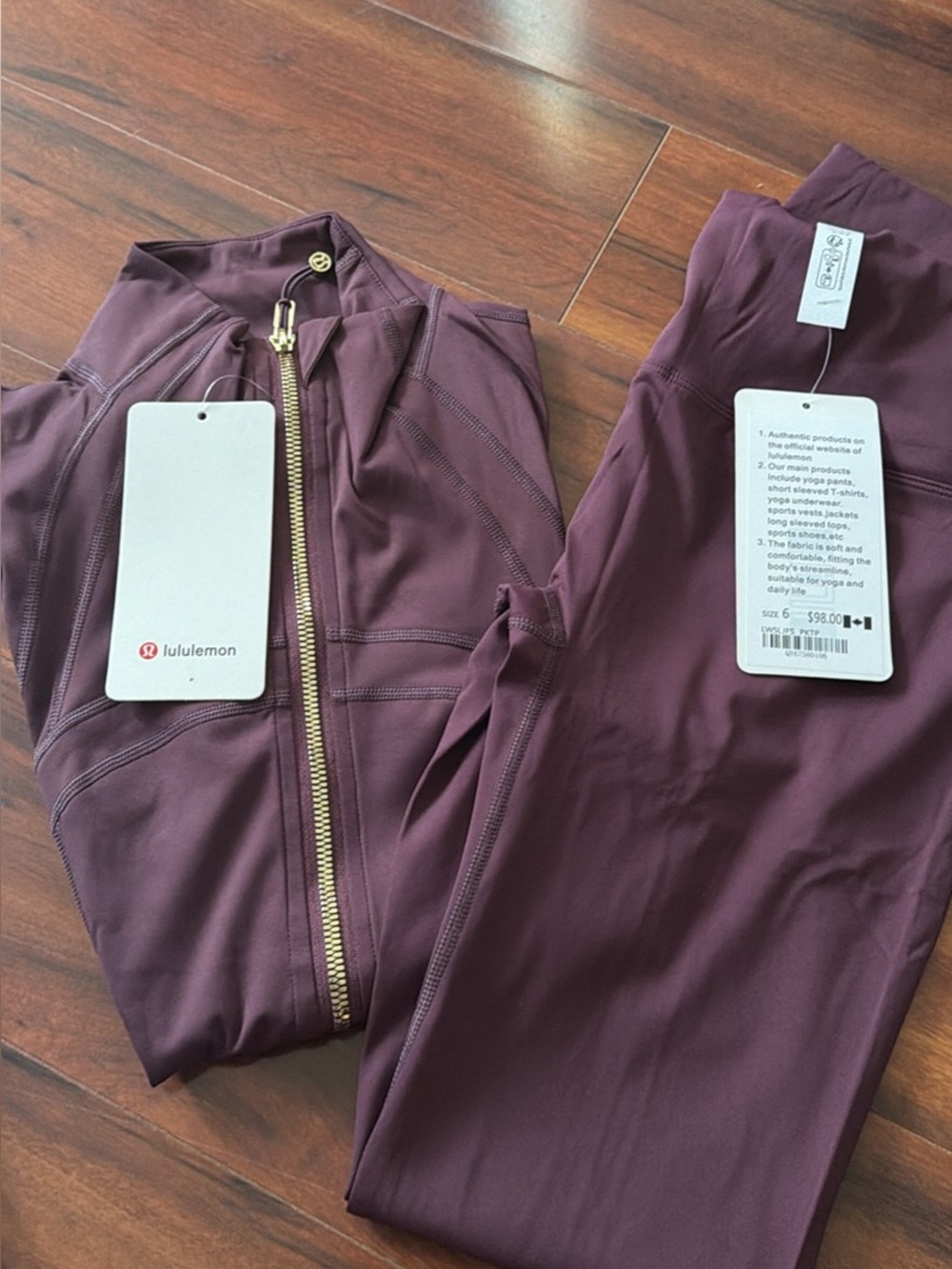 Lululemon Women's Plum Zip Jacket & Leggings Set